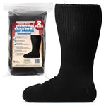 IMPRESA Wide Calf Men's Thermal Wool Socks - Black One Size XXL Knee-High - Extra Wide 30in Stretch Calf for Swollen Feet ...