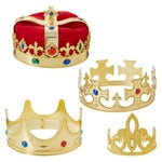 BLUE PANDA 4-Pieces King and Queen Crowns Set - Gold Crowns and Tiara for Royal Theme Birthday Party Costume Accessories a...