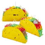 BLUE PANDA 3 Pack Mini Taco Pinatas - 6.25 x 2 x 3.6 in - Taco Decorations & Mini Pinata Favor