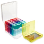 Paper Junkie Photo Storage Box - 4 x 6 in Clear Plastic & 6 Multicolor Inner Cases - Snap-Close Photo Storage Containers &...