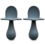Grabease Baby Spoon - Silicone Feeding Spoons 2-Pack Gray - Soft Utensils for Babies & Toddlers - Dishwasher-Safe, Easy-Grip