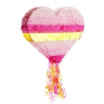 Sparkle and Bash Pull String Pinata - 16 x 13 x 3 In, Pink & Gold Ombre - Heart Shaped Pinata for Girls' Birthday Party Su...