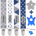 Dodo Babies Pacifier Clip & Teether Toy Set - Universal Pacifier Holder Loop - Silicone Teethers for Baby Teething Toys - ...