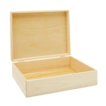 Bright Creations Unfinished Wooden Storage Box - 9 x 12 x 3.3 In, Paulownia Wood, Hinged Lid - Jewelry Box & Craft Storage...
