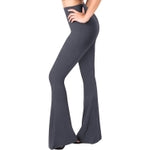 SATINA Womens High Waisted Flare Wide Leg leggings, Printed & Solid, Reg & Plus, 02 Solid Charcoal, Large
