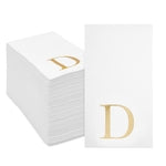 Sparkle and Bash Gold Foil Letter D Napkins - 4 x 8 in, White, 100 Pack, 3-Ply - DIY Disposable Bulk Wedding & Reception P...