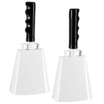 2 Pack 9-inch Cowbells for Sporting Events, Percussion Noise Makers with Handle for Football Games, Stadiums (White)