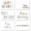 48 Pack Bulk Birthday Cards with Envelopes, 6 Assorted Colorful Rainbow Fonts for Work, Office, Students (4x6 in)
