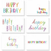 Best Paper Greetings Birthday Cards with Envelopes Bulk Set, 6 Assorted Colorful Rainbow Fonts Designs for Work, Office, Students (4x6 in, 48 Pack)