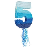 BLUE PANDA Pull String Pinata Number 5 - Ombre Blue, 16.5 x 11.6 In - Pinata for 5 Year Old Boy , 5th Birthday Decorations...