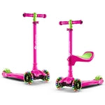 Lascoota 2-in-1 Kids 3-Wheel Kick Scooter - Pink Blush, Ages 3-12, 100 lb Max - Adjustable Handlebars & Removable Seat - L...