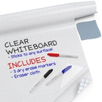 Kassa X-Large Chalkboard Wallpaper - Clear | 1.4ft x 6.5ft Adhesive Paper Roll | Includes 3 Markers & Eraser Cloth | Peel ...