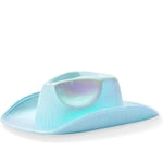 Zodaca Holographic Cowboy Hat - Adult, Light Blue EVA Foam - Cowboy Hats for Women, Iridescent Glitter Sparkle - Space Fes...