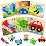 Magifire Wooden Puzzles, Set of 6 Puzzle Toys for Kids Toddlers 1–3, Baby Educational Animal Toys with Chunky Pieces & Bag...