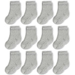 CozyWay Baby Socks & Toddler Socks with Grippers - 0-6 Months Gray Crew Grip 12 Pack - Non Slip Grips for Infant Safety - ...