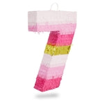 BLUE PANDA Pink Number 7 Pinata - Gold Foil, 11.7 x 10 In - Birthday Party Pinata for 7 Year Old Girl