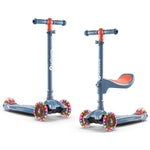 Lascoota 3-Wheel Kick Scooter - Convertible Sit & Stand Design - Motion-Activated LED Wheels - Adjustable Lean-to-Steer Ha...