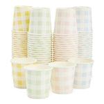 Sparkle and Bash Gingham Cups - 100 Pack, 4 oz, Pastel Gingham - Mini Disposable Paper Cup for Espresso Shots - Pastel Dis...