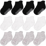 CozyWay Baby & Toddler Socks with Grippers Non Slip Ankle Grip Socks For Boys and Girls - Comfy Soft Cotton 0-6 Months Bla...