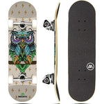 Magneto Wise Owl Skateboard - Kicktail Cruiser Longboard Cool Design - Trick-Ready Double Kicktail Deck - 27.5 in x 7.75 i...