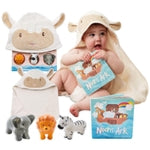 Tickle & Main Noah's Ark Baptism Gifts for Boys Gift Set - 0-12 Months, 5-Piece, Multicolor - Hooded Lamb Towel & Storyboo...