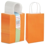 25-Pack Orange Gift Bags with Handles - Small Paper Treat Bags for Birthday, Wedding, Retail (5.3x3.2x9 In)