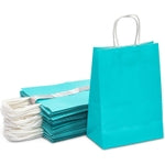 Sparkle and Bash Paper Gift Bags with Handles - Aqua Party Favor Bags - Durable Solid Paper Design - Value Set for Wedding...
