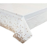 BLUE PANDA Rose Gold Tablecloths - 3 Pack 54 x 108 Inch Rectangular Disposable Polyethylene Table Covers - Polka Dot Foil ...
