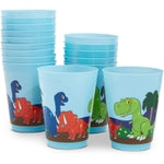 BLUE PANDA 16 Pack Plastic Dinosaur Cups for Kids, Cartoon Dino Party Favors for Birthday Party Supplies and Dinosaur Birt...
