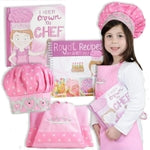 Tickle & Main Princess Apron & Chef Hat Set - Pink Embroidered Cotton, Ages 3-7 Year Old Girl - Princess Kids Apron & Hat ...
