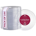 Prestee 7.5 Inch Clear Plastic Plates - 144 Ct Disposable Heavy Duty Appetizer Plates, Elegant Clear Plasticware for Weddi...