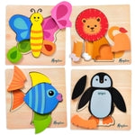 Magifire Wooden Puzzles, Set of 4 Puzzle Toys for Kids Toddlers 1–3, Baby Educational Animal Toys with Chunky Pieces & Bag...