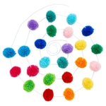 Blue Panda Happy Birthday Wool Pom Pom Garland - 10 ft, 24 Balls, Multi-Color - Party Decoration & Bulletin Board