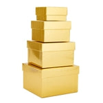 Stockroom Plus 4-Pack Square Gold Nesting Gift Boxes with Lids - Assorted 4 Sizes (6.25 x 6.25 x 4 in to 3.25 x 3.25 x 2 i...