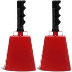 BLUE PANDA 9.5-Inch Cowbells - Stadium-Ready Red Cowbells for Sporting Events - Easy-Grip Steel Sports Noise Makers - Powe...