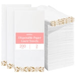 Prestee 200 Pack Disposable Paper Guest Towels for Bathroom, 2-Ply - Elegant Linen Feel Paper Napkins - Absorbent Decorati...