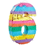 BLUE PANDA Rainbow Number 6 Pinata - Sturdy Corrugated Build & Easy Hang for Fiesta Party - Candy Filled 6th Birthday Part...
