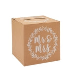 Sparkle and Bash Card Box for Wedding - 10 x 10 x 10 In, Brown Rustic Paper - Mr & Mrs Card Box for Reception
