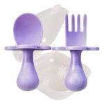 Grabease Baby Feeding Utensil Set - Ergonomic Self-Feeding & Toddler Spoon & Fork - Sturdy Plastic Training Silverware for...