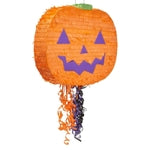 Spooky Central Pumpkin Pinata - 17 x 13 x 3 In, Orange Corrugated Paper, Cute Pumpkin Design - 3 Pull Strings & Easy Fill ...