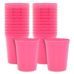 BLUE PANDA Hot Pink Stadium Cups - Vibrant Party Supplies & Colored Plastic Cups - Rimmed Design & Reusable Durable Tumble...