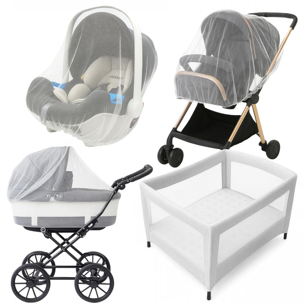 Enovoe Mosquito Net for Baby Stroller and Crib - Durable Mesh Bug Net Cover with Elastic Edge - Fits Strollers, Bassinets, Playards, and Mini Cribs - Travel Essential for Newborns - 63x64-Inch (White) - image 1
