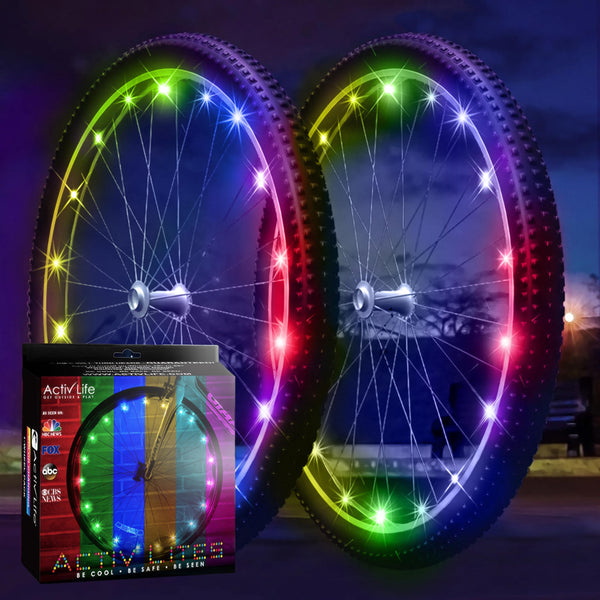 Activ Life 2 Pack LED Color-Changing Bike Wheel Lights - USB-C Rechargeable for Enhanced Brightness & Visibility - Multicolor, Weatherproof Bicycle Accessories for Ultimate Safety and Style - image 1