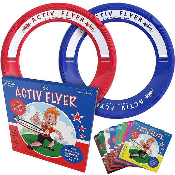 Activ Life 2 Pack Flying Rings for Kids, Fun Beach Toys, Gifts for Boys & Girls Aged 3-14, Cool Family Outdoor Games, Play at Playground, Easter Basket Fillers Birthday Presents, Blue/ Red - image 1