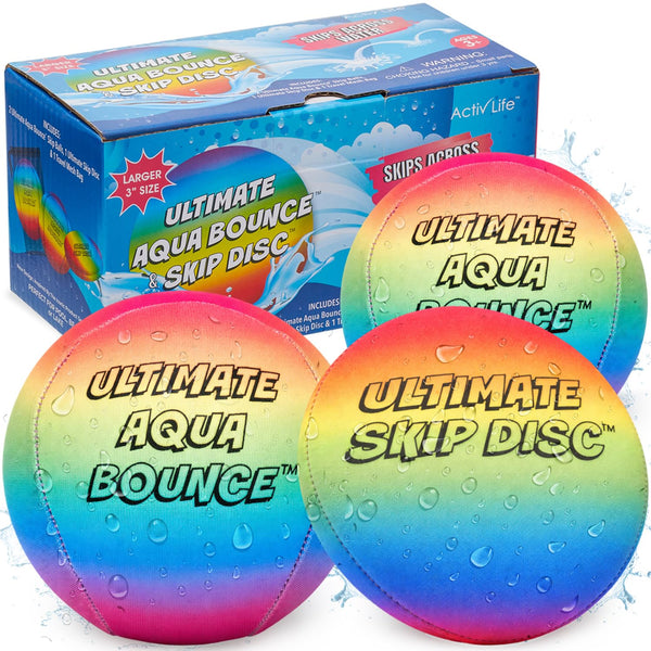 Activ Life 2 Ultimate Skip Balls with 1 Skip Disc (Multi-Color) - Water Bouncing Balls for Pool, Beach & Lake - Durable Floating Water Toys for Kids, Teens & Adults - Summer Beach Games - image 1