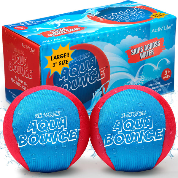 Activ Life Ultimate 2 Pack 3" Larger Water Skip Balls, Fun Swimming Pool & Beach Bouncing Toys for Kids, Teens, and Family, Great for Birthday Gifts, Red/Blue - image 1