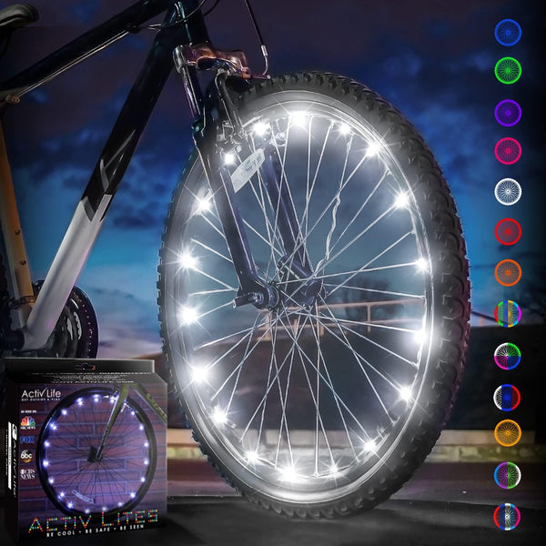 Activ Life LED Bike Wheel Lights with Batteries Included, Get 100% Brighter and Visible from All Angles for Ultimate Safety & Style (1 Tire Pack, White) - image 1