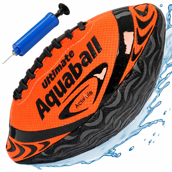 Activ Life Water Football for Pool, Beach, Outdoor, 9.5-inch Waterproof Pool Toys for Kids Aged 6-14, Heavy-Duty Water Ball, Double Lacing for Easy Grip, Lake Toys for Sports & Family Games - Orange - image 1