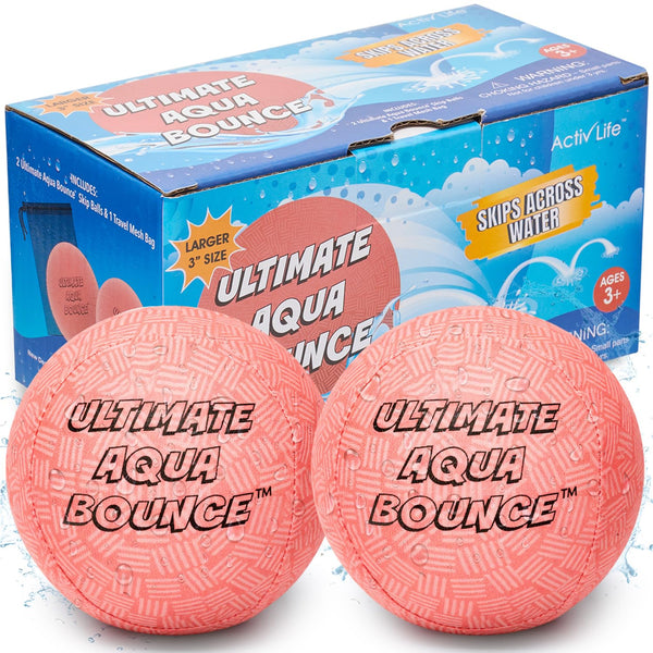 Activ Life Ultimate Dodgeball Large 3” Water Skip Balls (2 Pack) – Aqua Bounce Beach & Pool Toys Birthday Gift for Kids & Teens, Durable Skipping Balls for Pool Games, Lake Fun & Outdoor Water Sports - image 1