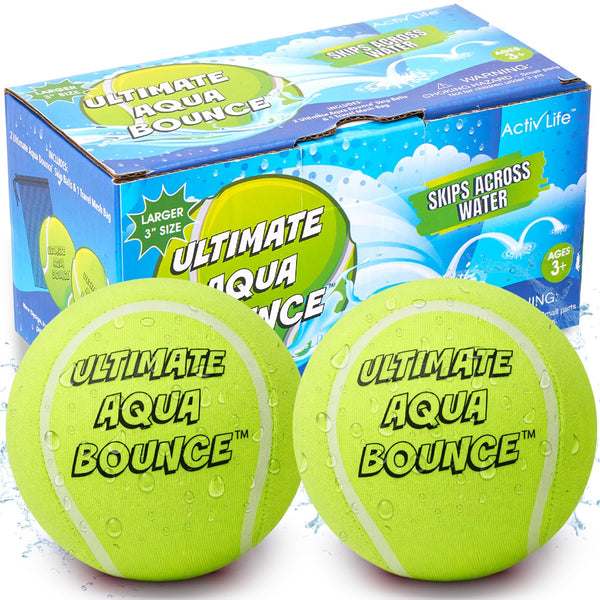 Activ Life Ultimate Tennis Large 3” Water Skip Balls (2 Pack) – Aqua Bounce Beach & Pool Toys Birthday Gift for Kids & Teens, Durable Skipping Balls for Pool Games, Lake Fun & Outdoor Water Sports - image 1